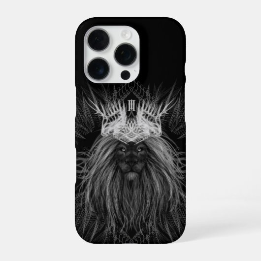 Leeuw met kroonmonogram iPhone hoesje (Achterkant)