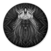 Leeuw met kroonmonogram keramische knop (Voorkant)