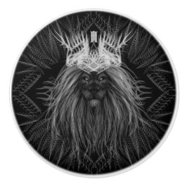 Leeuw met kroonmonogram keramische knop