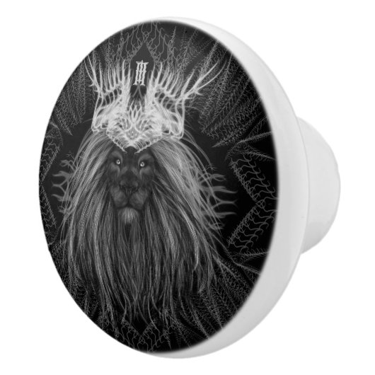 Leeuw met kroonmonogram keramische knop (Rechts)