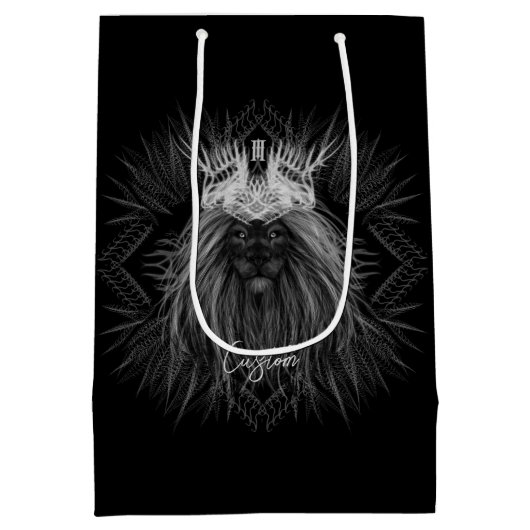 Leeuw met kroonmonogram medium cadeauzakje (Achterkant)