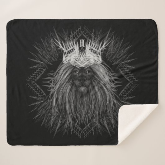 Leeuw met kroonmonogram sherpa deken (Voorkant (horizontaal))