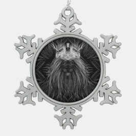 Leeuw met kroonmonogram tin sneeuwvlok ornament