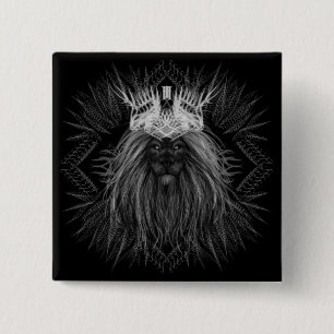 Leeuw met kroonmonogram vierkante button 5,1 cm