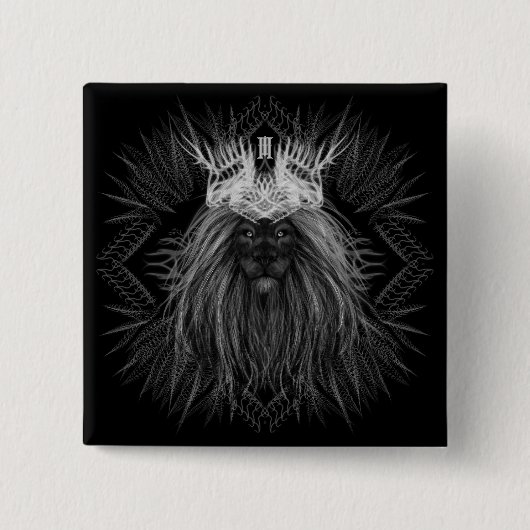 Leeuw met kroonmonogram vierkante button 5,1 cm (Voorkant)