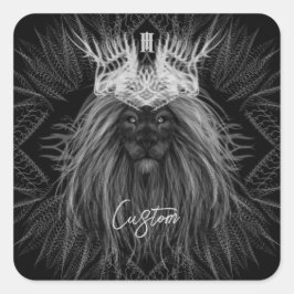Leeuw met kroonmonogram vierkante sticker