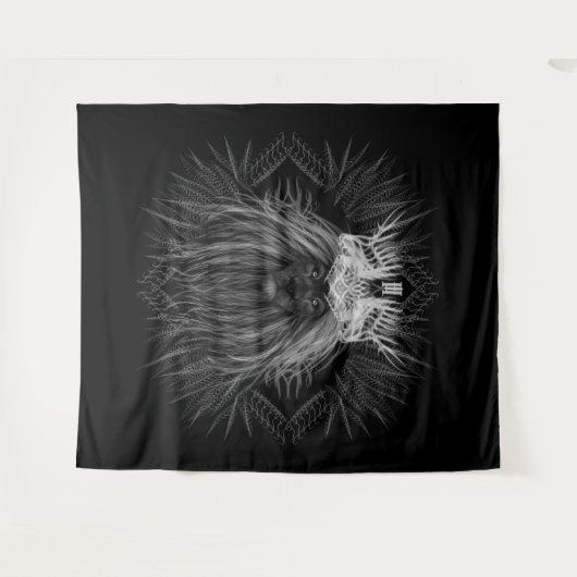 Leeuw met kroonmonogram wandkleed (Voorkant (horizontaal))