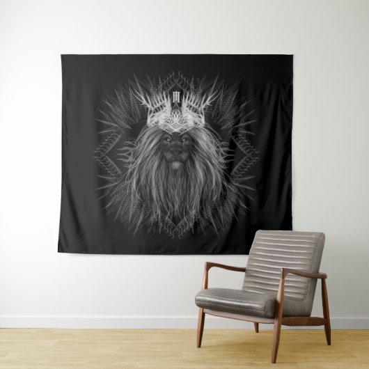 Leeuw met kroonmonogram wandkleed (In Situ (horizontaal))