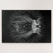 Leeuw met kroonmonogram zwart legpuzzel (Horizontaal)