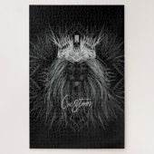 Leeuw met kroonmonogram zwart legpuzzel (Verticaal)