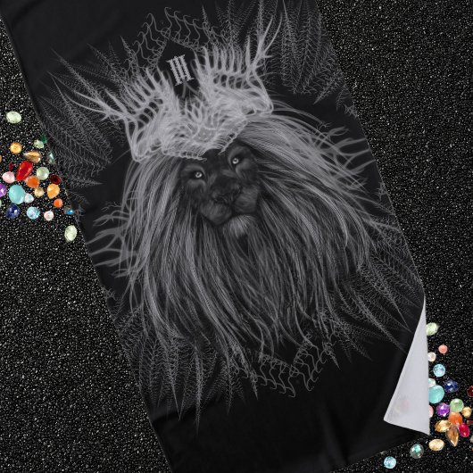 Leeuw met kroonmonogram zwart strandlaken