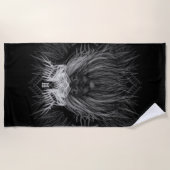 Leeuw met kroonmonogram zwart strandlaken (Voorkant)