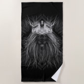 Leeuw met kroonmonogram zwart strandlaken (Voorkant)