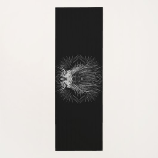 Leeuw met kroonmonogram zwart yogamat (Achterkant)