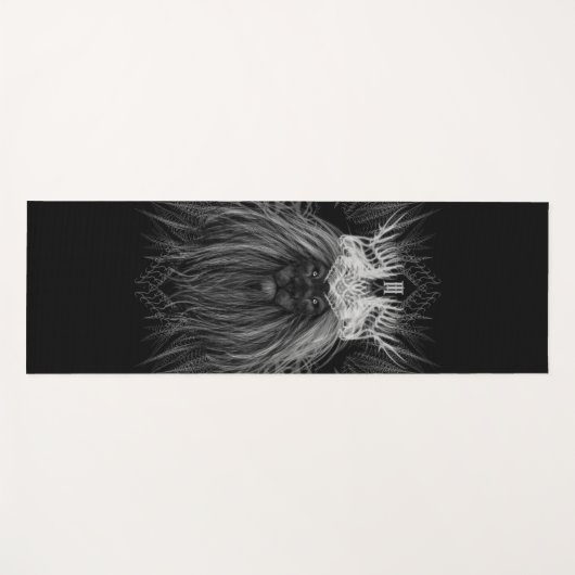 Leeuw met kroonmonogram zwart yogamat (Voorkant (horizontaal))