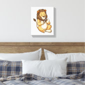 Leeuw met nagelpijlen canvas afdruk (Insitu (Slaapkamer))