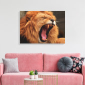 Leeuw met open mond canvas afdruk (Insitu (Woonkamer))