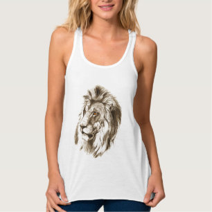  leeuw met Oranje ogen transparante tekening Tanktop