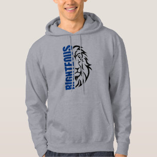 Leeuw met Rechtvaardig Blauw Dapper Woord Hoodie
