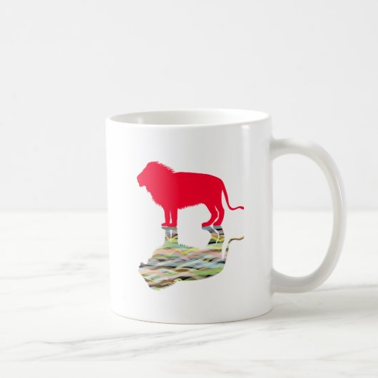Leeuw met reflectie (rood) koffiemok (Rechts)