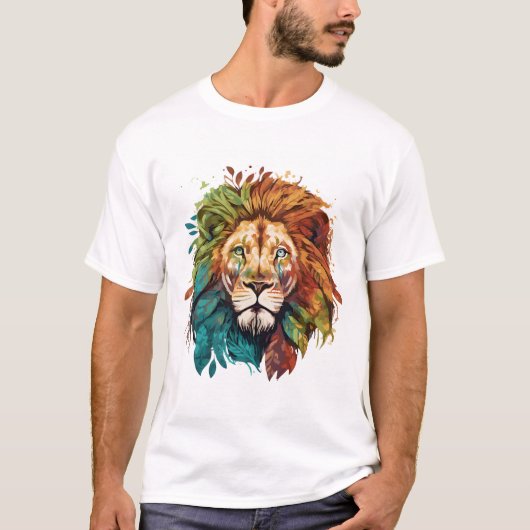 Leeuw met rgb-kleuren. t-shirt (Voorkant)
