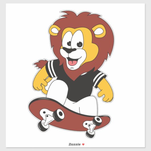leeuw met skateboard sticker (Vel)