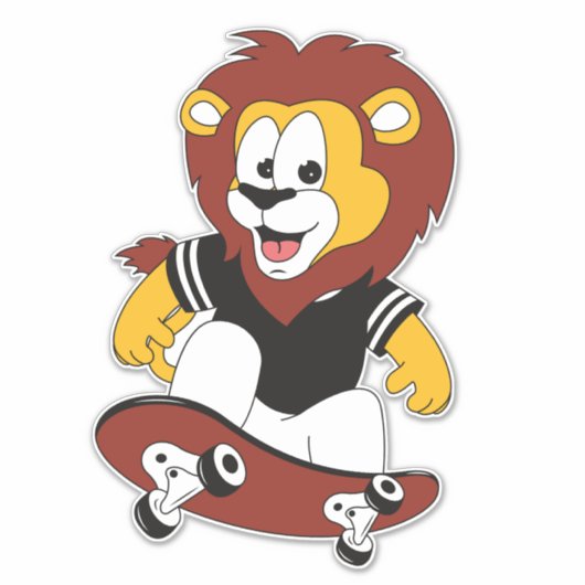 leeuw met skateboard sticker (Voorkant)