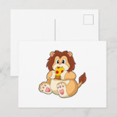 Leeuw met stuk salami pizza.PNG Briefkaart (Voorkant / Achterkant)