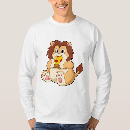 Leeuw met stuk Salami Pizza.PNG T-shirt (Voorkant)