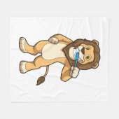 Leeuw met tandenborstel fleece deken (Voorkant (Horizontaal))