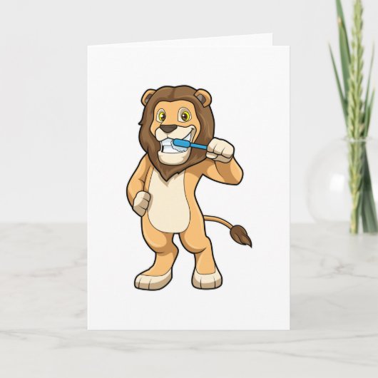Leeuw met tandenborstel kaart (Voorkant)