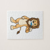 Leeuw met tandenborstel legpuzzel (Horizontaal)