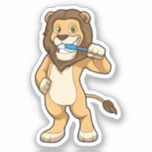 Leeuw met tandenborstel sticker (Voorkant)