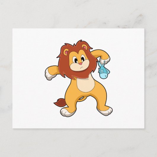 Leeuw met Vis Briefkaart (Voorkant)