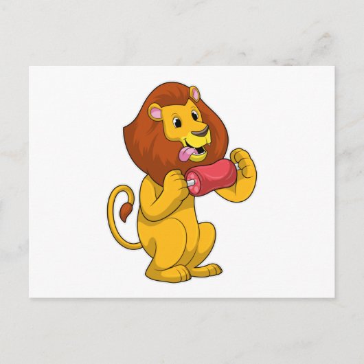 Leeuw met vlees briefkaart (Voorkant)