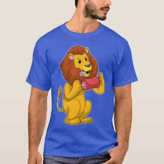Leeuw Met Vlees Grappige Dieren retro T-shirt