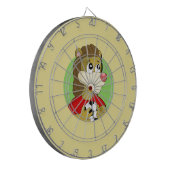 Leeuw met voetbal cartoon dart board dartbord (Voorkant Links)