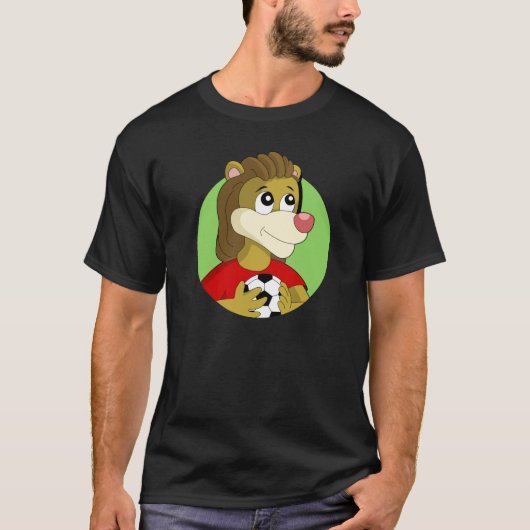 Leeuw met voetbal cartoon T-Shirt (Voorkant)