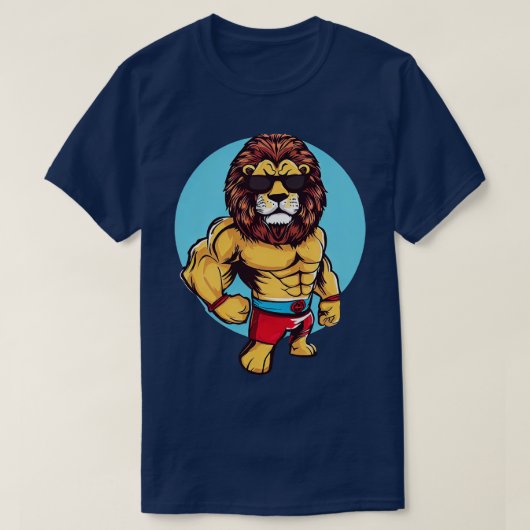 Leeuw met Wrestling stijl T-shirt (Design voorkant)