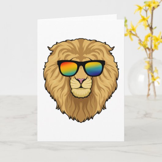 Leeuw met zonnebril kaart (Gele Bloem)