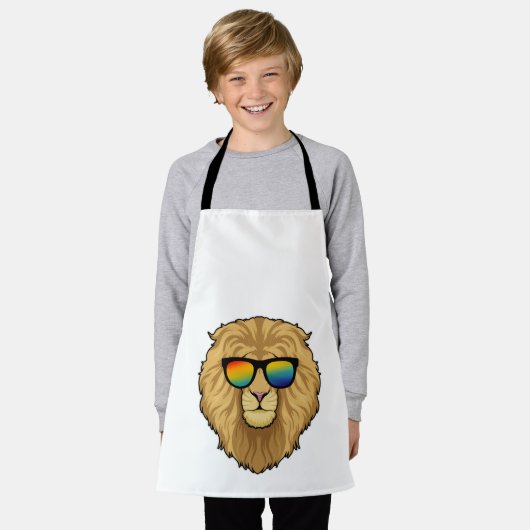 Leeuw met zonnebril schort (Gedragen)