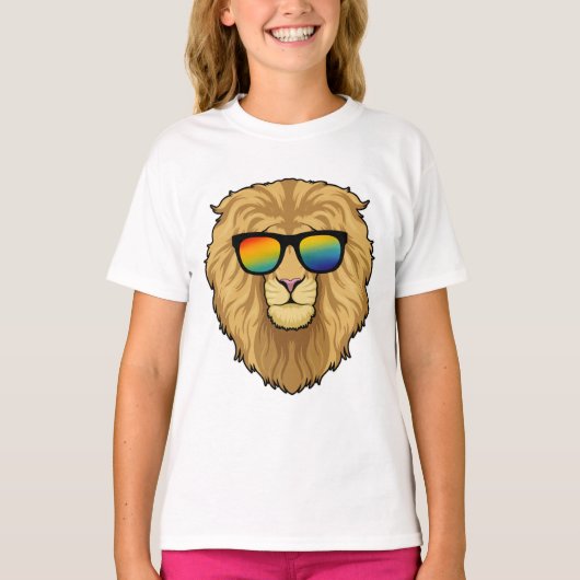 Leeuw met zonnebril t-shirt (Voorkant)