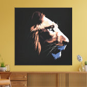 Leeuw met zwarte achtergrond | HD Canvas Afdruk (Insitu (Woonkamer))