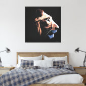 Leeuw met zwarte achtergrond | HD Canvas Afdruk (Insitu (Slaapkamer))