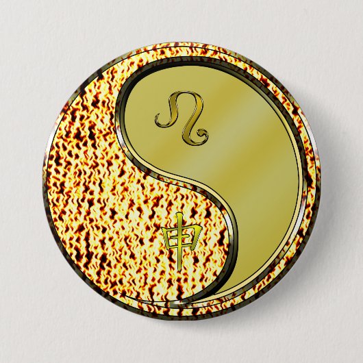 Leeuw & Metal Monkey Ronde Button 7,6 Cm (Voorkant)