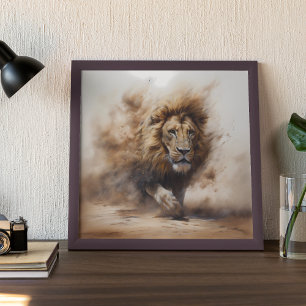 Leeuw Modern Stofzand Safari Jungle Poster