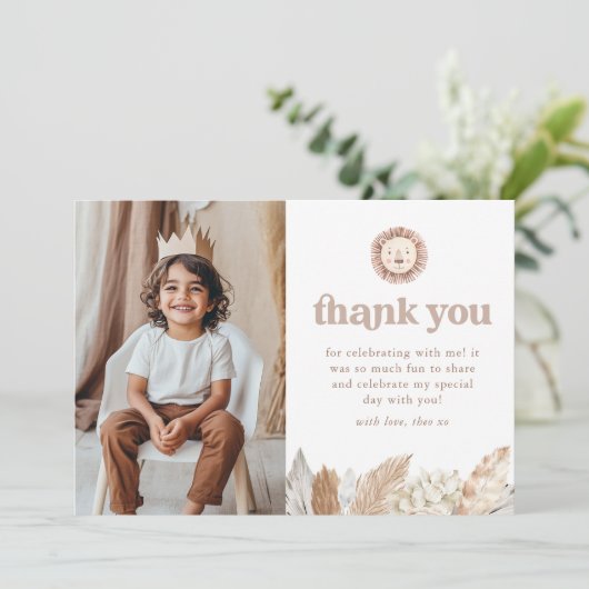 Leeuw Neutraal Safari Landschap Foto Dank u kaart (Staand voorkant)