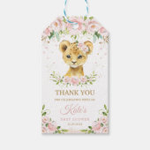 Leeuw Oerwoud Dieren Blush Bloemen Meisje Baby sho Cadeaulabel (Voorkant)