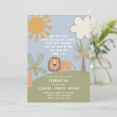 Leeuw & Oerwoud Schrift Baby Toewijding Kaart (Staand voorkant)