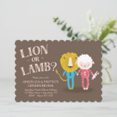 Leeuw of Lam Geslacht Onthulling Uitnodiging (Staand voorkant)